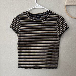 Justify Black and Gold Striped Short Sleeve Tee